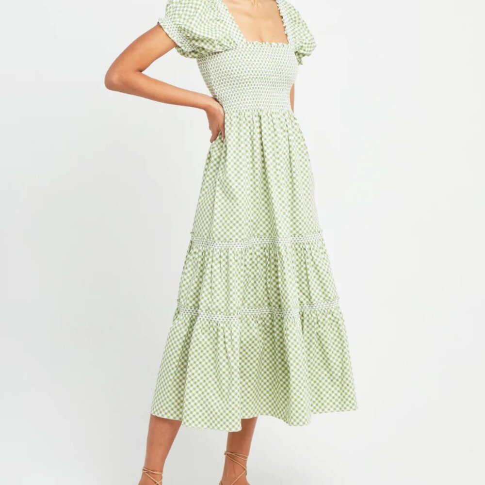 o.p.t Square Neck Smocked Maxi Dress